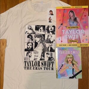 New Taylor Swift The Eras Tour Concert T-Shirt Fanbook Golden Book tattoos Fan L